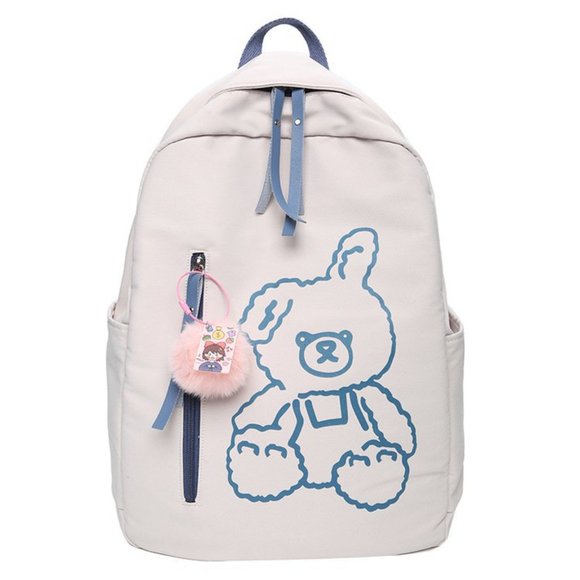 Cute And Cute Print Bear Soft Girl Student School Bag...